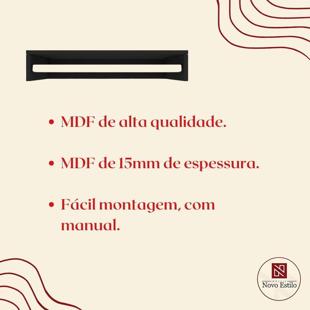 Kit 2 Cabideiro De Parede Suspenso 80x25x11,5 Preto - 6