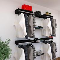 Kit Closet Com Cabideiros E Prateleiras Preto Organização Moderna Para Seu Quarto - 2