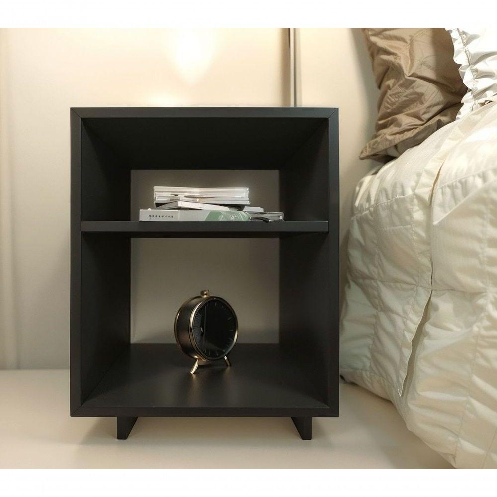 Kit 2 Mesa Cabeceira Nicho Quarto 39x50x37 Preto - 3