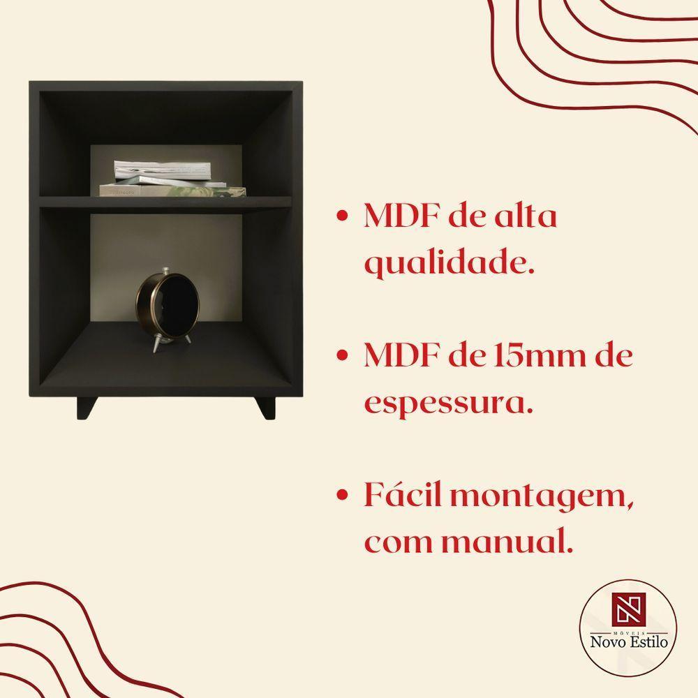 Kit 2 Mesa Cabeceira Nicho Quarto 39x50x37 Preto - 5