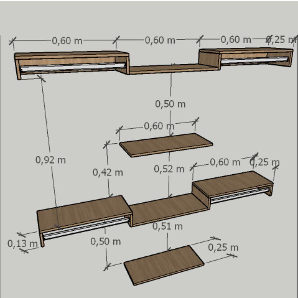 Kit Closet Com Cabideiros E Prateleiras Amadeirado Organização Moderna Para Seu Quarto - 2