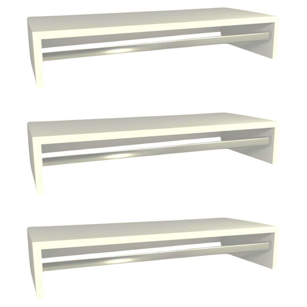 Kit 3 Cabideiro De Parede Suspenso 80x25x11,5 Branco - 1