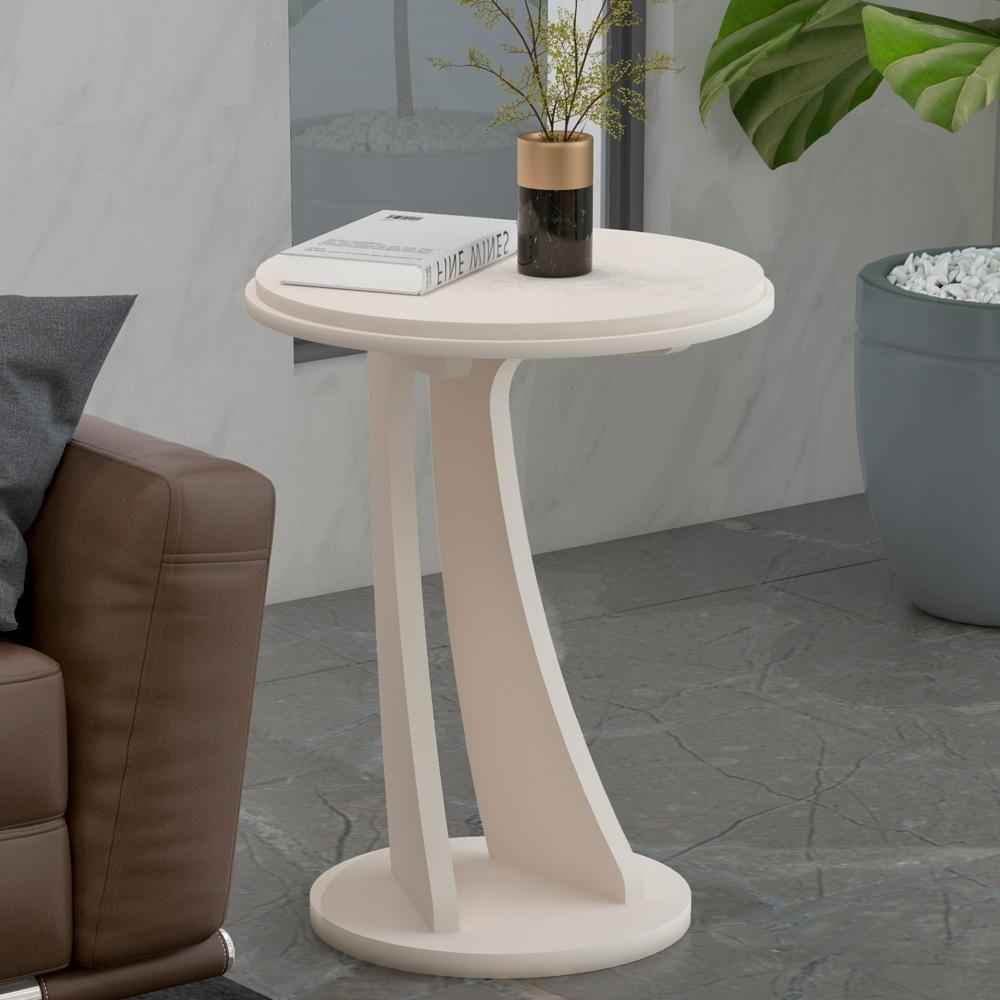 Mesa De Apoio Mdf Sala De Estar 50 Cm 4211 Off White Arly Off White - 2