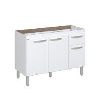 Balcão Flat De Cozinha Para Pia 3 Portas 1 Gaveta Rorato Branco - 1