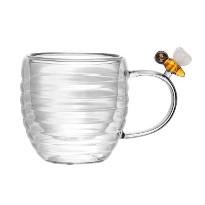 Jogo 6 XícarasDe Café Vidro Parede Dupla Abelha Lovely Bee 80ml Lyor
