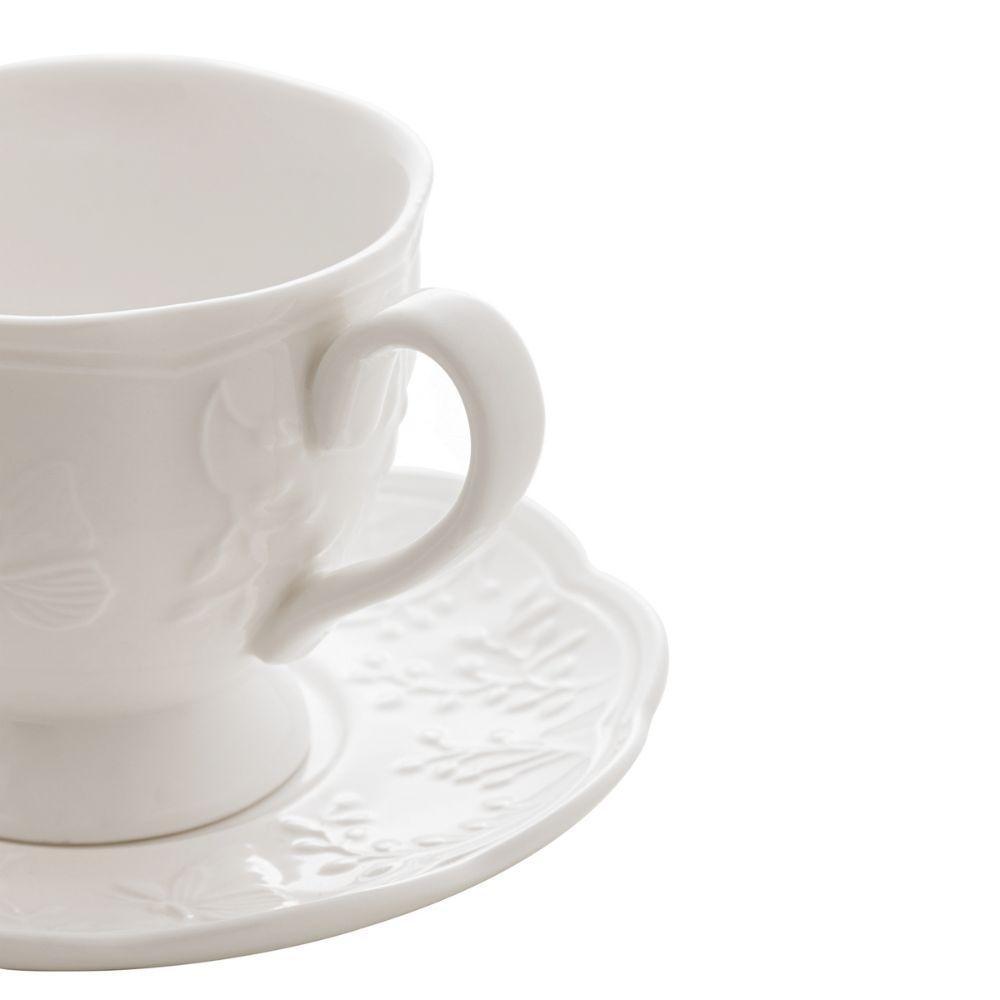 Jogo 2 XícarasDe Café Com Pires Em Porcelana New Bone Butterfly Borboleta E Flores 100ml Lyor - 8