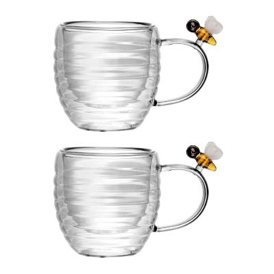Jogo 2 XícarasDe Café Vidro Parede Dupla Abelha Lovely Bee 80ml Lyor