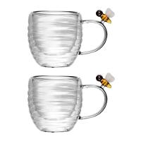 Jogo 2 XícarasDe Café Vidro Parede Dupla Abelha Lovely Bee 80ml Lyor - 1
