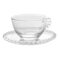 Jogo 2 XícarasDe Chá Com Pires Cristal Transparente Pearl Pérola 180ml Wolff - 3
