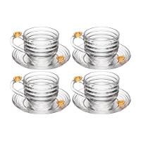 Jogo 4 XícarasDe Chá Com Pires Little Bee Abelha Colmeia Mel Cristal Ecológico 200ml Lyor - 1