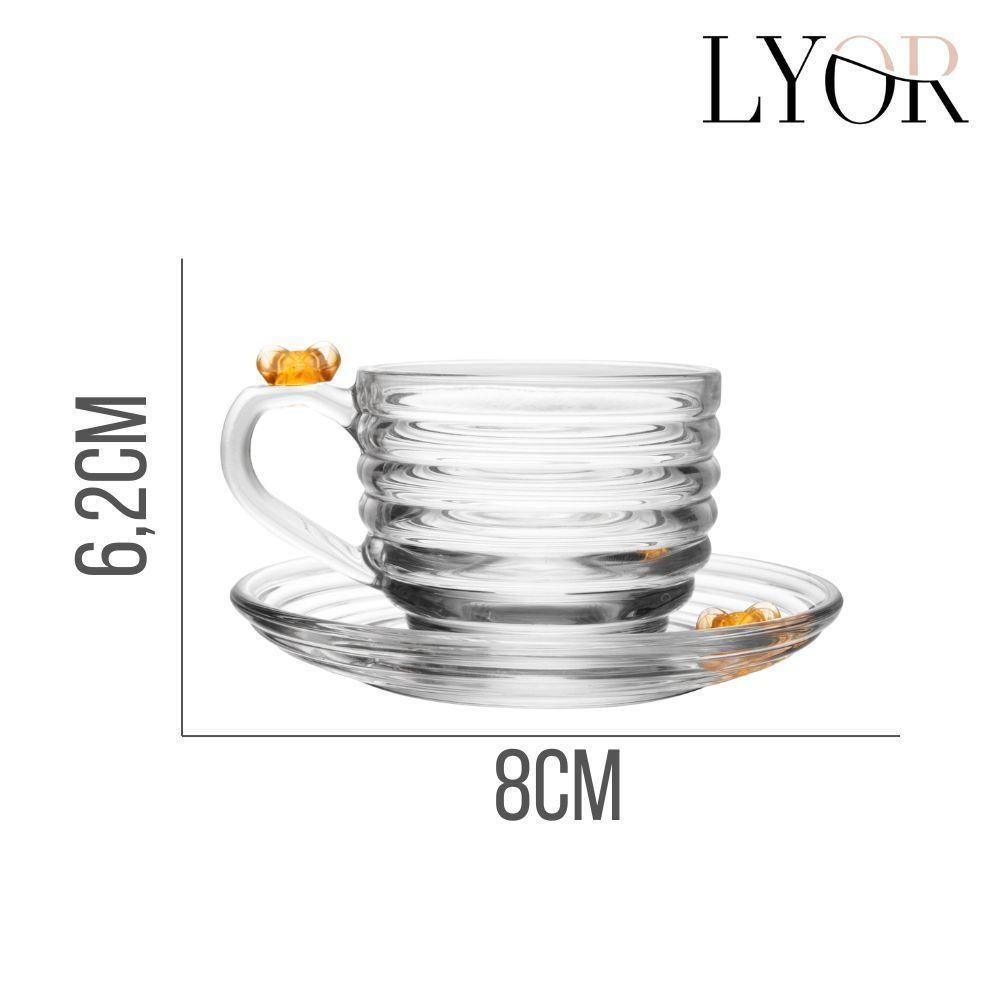 XícarasDe Chá Com Pires Little Bee Abelha Colmeia Mel Cristal Ecológico 200ml Lyor - 5