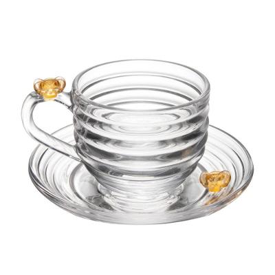 XícarasDe Chá Com Pires Little Bee Abelha Colmeia Mel Cristal Ecológico 200ml Lyor