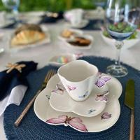 Jogo 6 Xicaras De Chá Porcelana Com Pires Borboletas 200ml Wolff - 3