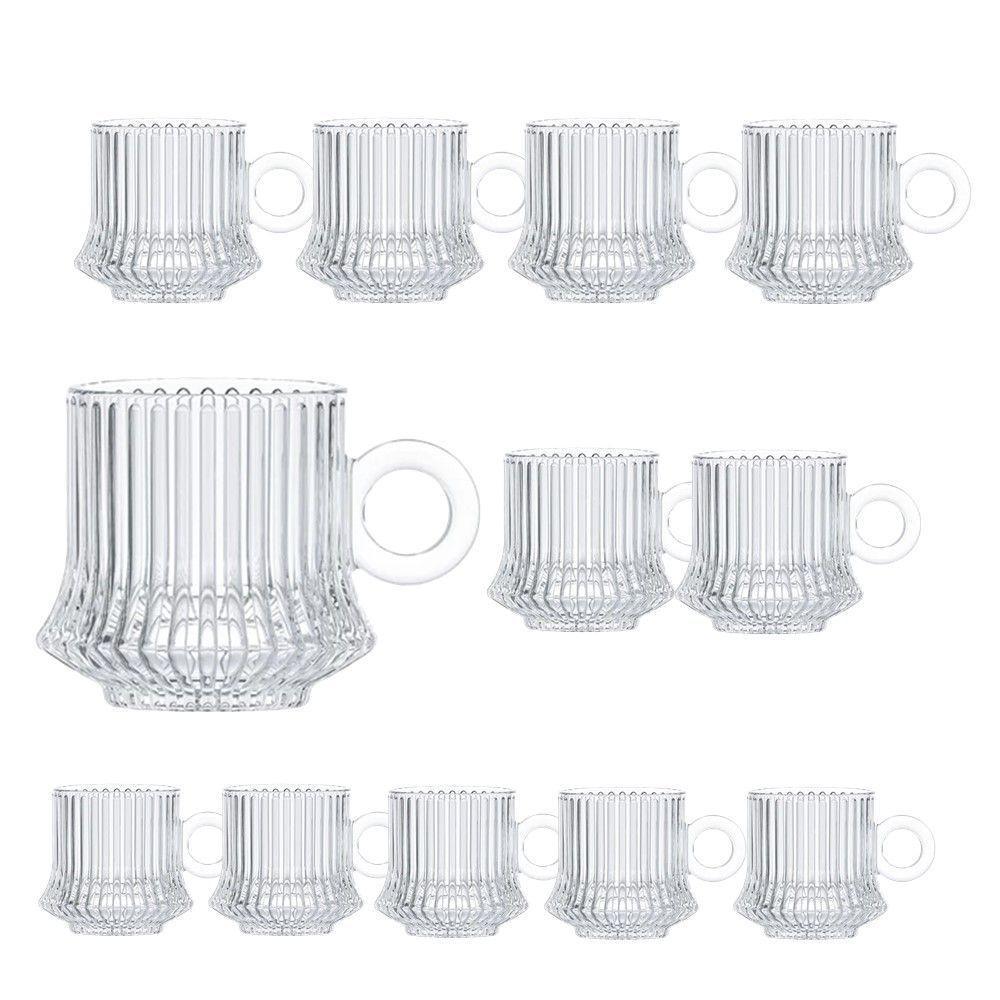 Jogo 12 XícarasDe Café Caneca Vidro Robusta Lines 85ml Em Casa Tem - 1