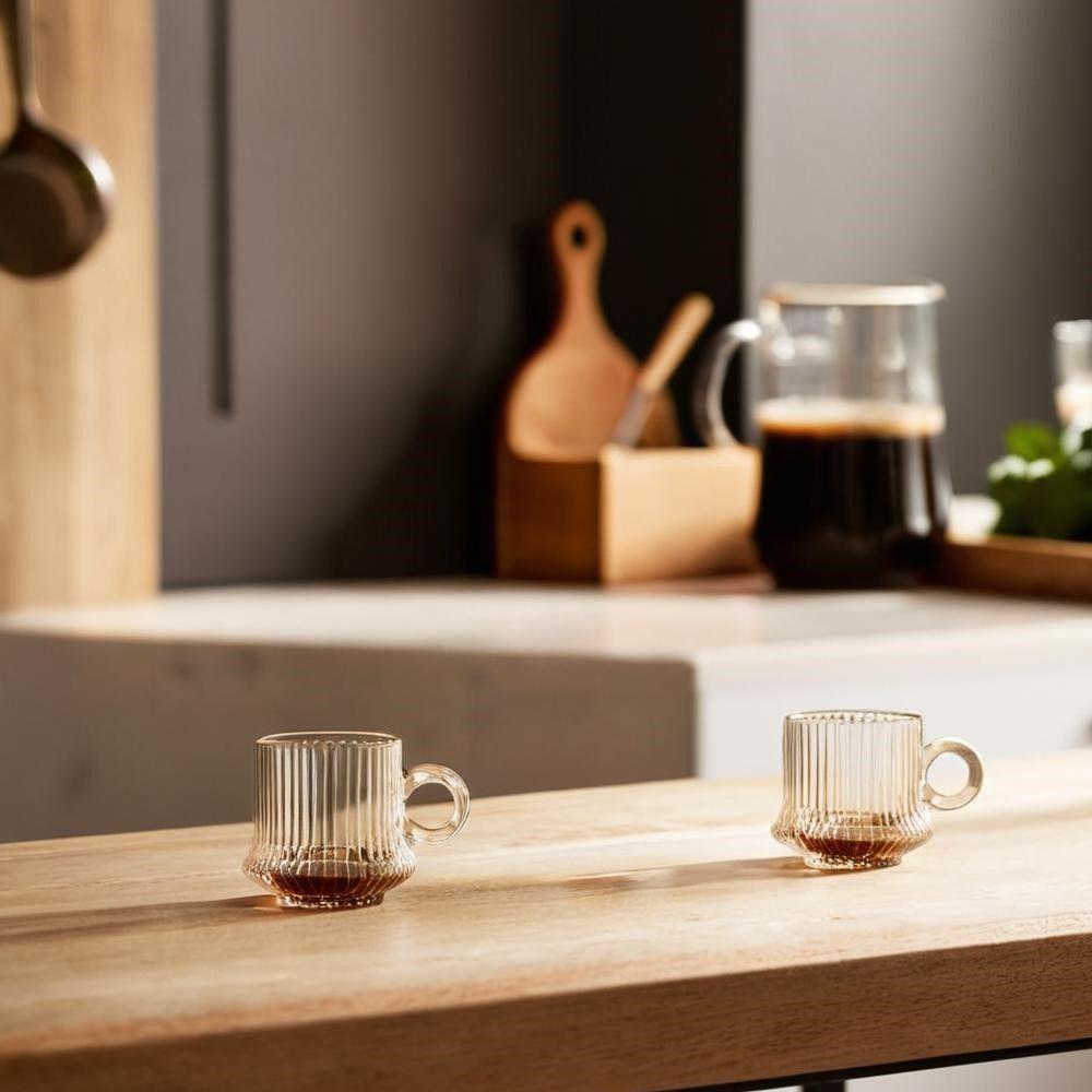 Jogo 12 XícarasDe Café Caneca Vidro Robusta Lines 85ml Em Casa Tem - 3