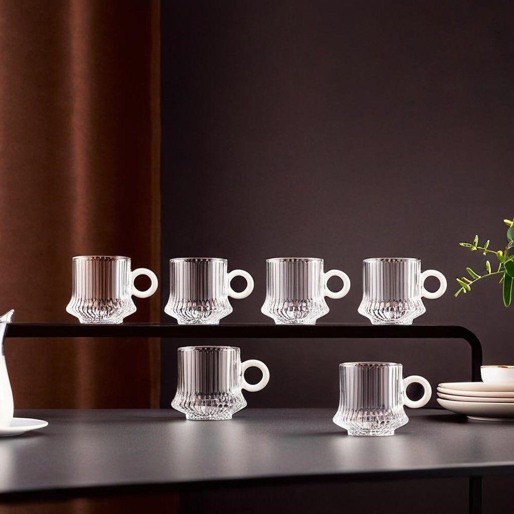 Jogo 12 XícarasDe Café Caneca Vidro Robusta Lines 85ml Em Casa Tem - 4