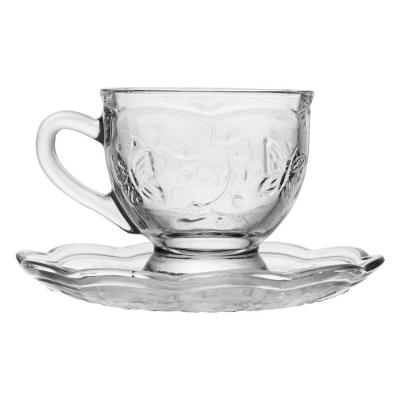 XícarasDe Chá Café Com Pires Cristal Ecológico New Butterfly Flores Borboletas 180ml Lyor