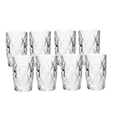 Jogo 8 Copos De Vidro Diamond Diamante Transparente Resistente 400ml Em Casa Tem