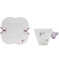 Jogo 10 Xicaras De Chá Porcelana Com Pires Borboletas 200ml Wolff - 3