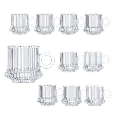 Jogo 10 XícarasDe Café Caneca Vidro Robusta Lines 85ml Em Casa Tem
