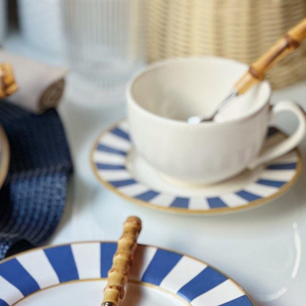 XícarasDe Café Com Pires Stripe Azul Cerâmica Alleanza 80ml - 2