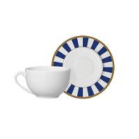 XícarasDe Café Com Pires Stripe Azul Cerâmica Alleanza 80ml - 1