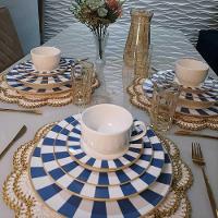 XícarasDe Café Com Pires Stripe Azul Cerâmica Alleanza 80ml - 3