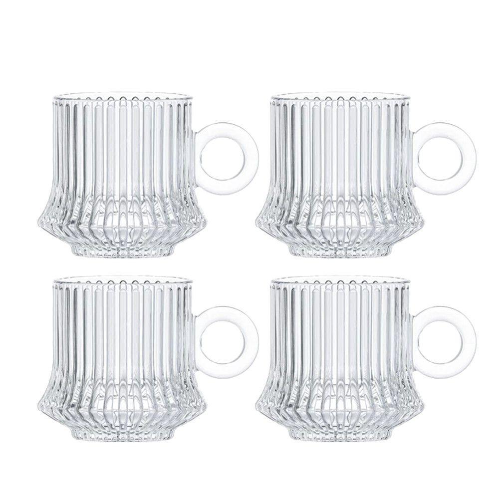Jogo 4 XícarasDe Café Caneca Vidro Robusta Lines 85ml Em Casa Tem - 1