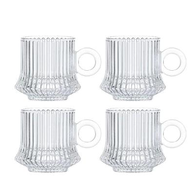 Jogo 4 XícarasDe Café Caneca Vidro Robusta Lines 85ml Em Casa Tem
