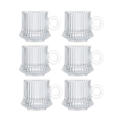 Jogo 6 XícarasDe Café Caneca Vidro Robusta Lines 85ml Em Casa Tem