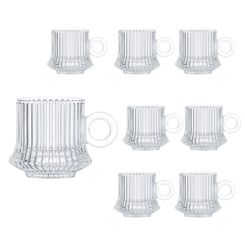 Jogo 8 XícarasDe Café Caneca Vidro Robusta Lines 85ml Em Casa Tem - 1