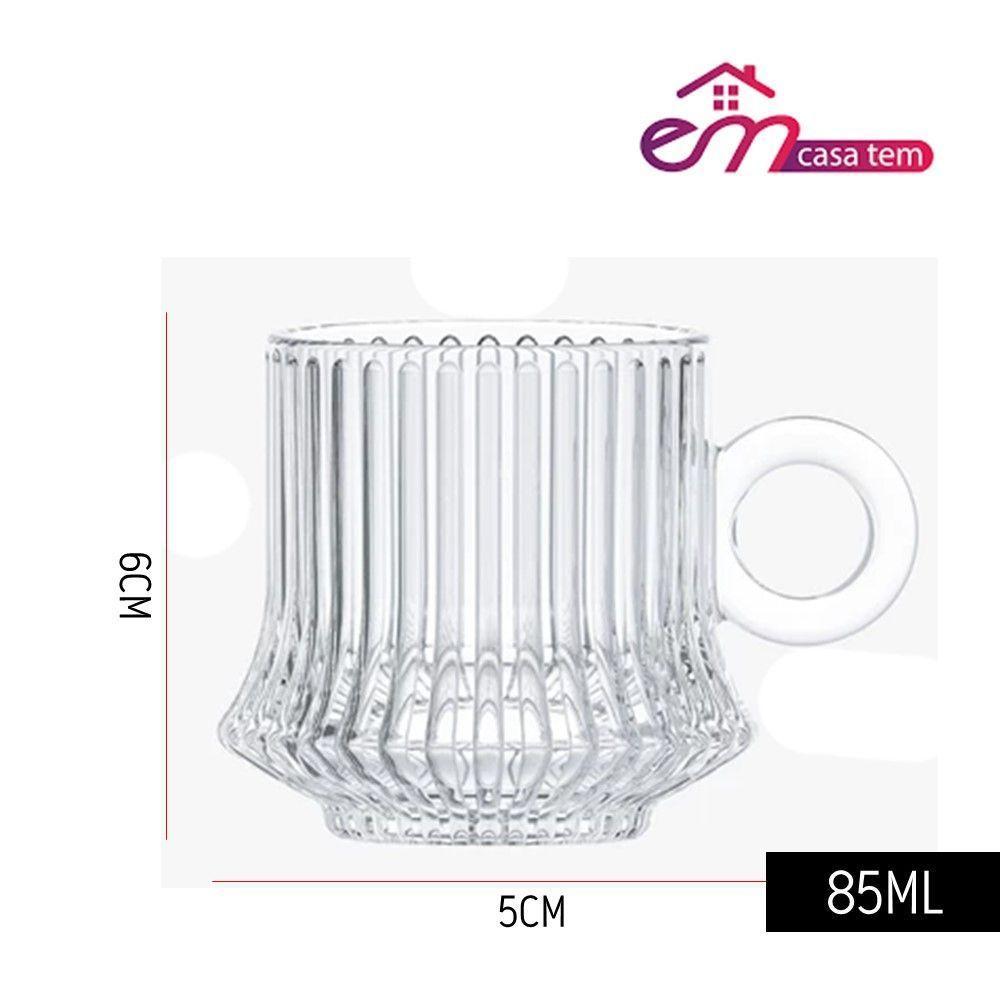 Jogo 8 XícarasDe Café Caneca Vidro Robusta Lines 85ml Em Casa Tem - 7