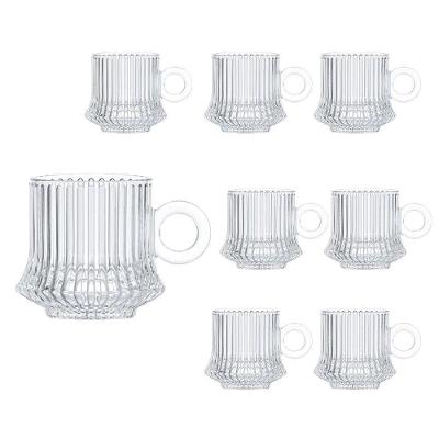 Jogo 8 XícarasDe Café Caneca Vidro Robusta Lines 85ml Em Casa Tem
