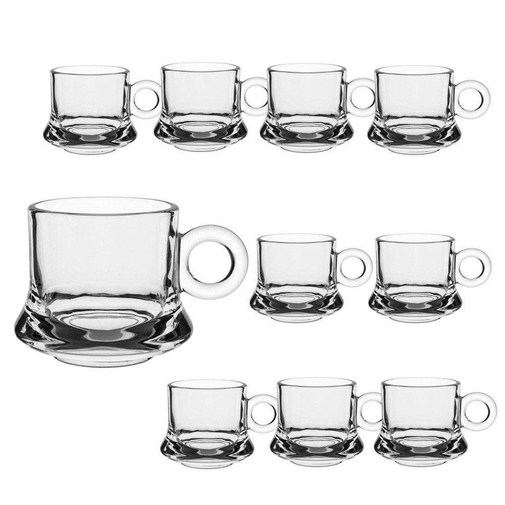 Jogo 10 XícarasDe Café Caneca Vidro Robusta Lisa 85ml Em Casa Tem - 1