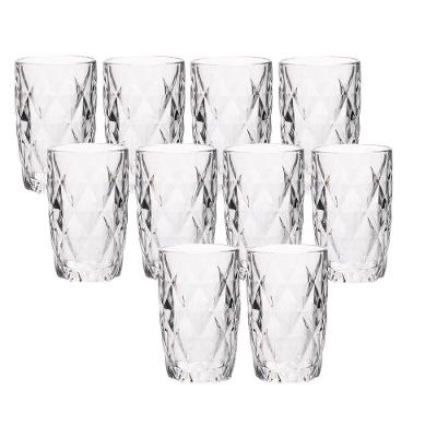 Jogo 10 Copos De Vidro Diamond Diamante Transparente Resistente 400ml Em Casa Tem