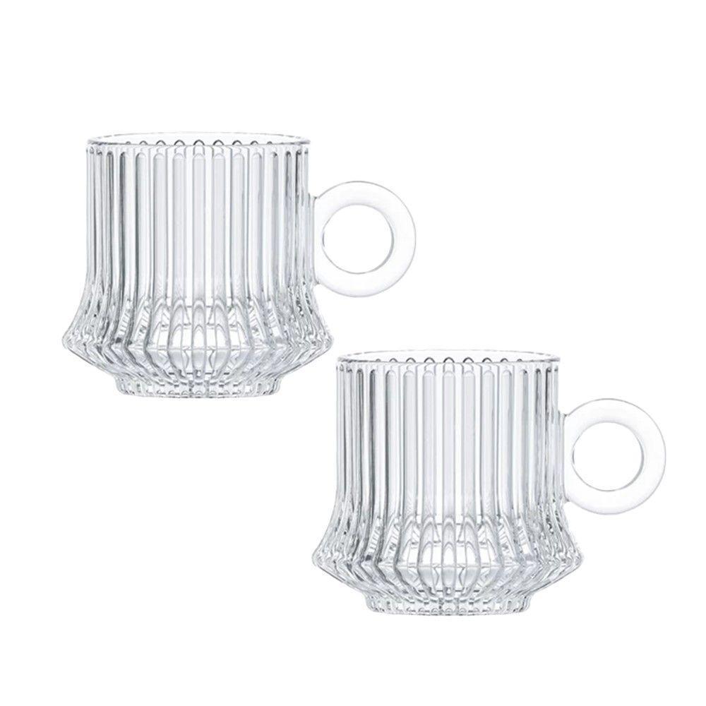 Jogo 2 XícarasDe Café Caneca Vidro Robusta Lines 85ml Em Casa Tem - 1