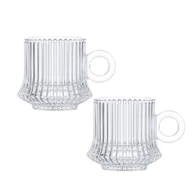 Jogo 2 XícarasDe Café Caneca Vidro Robusta Lines 85ml Em Casa Tem