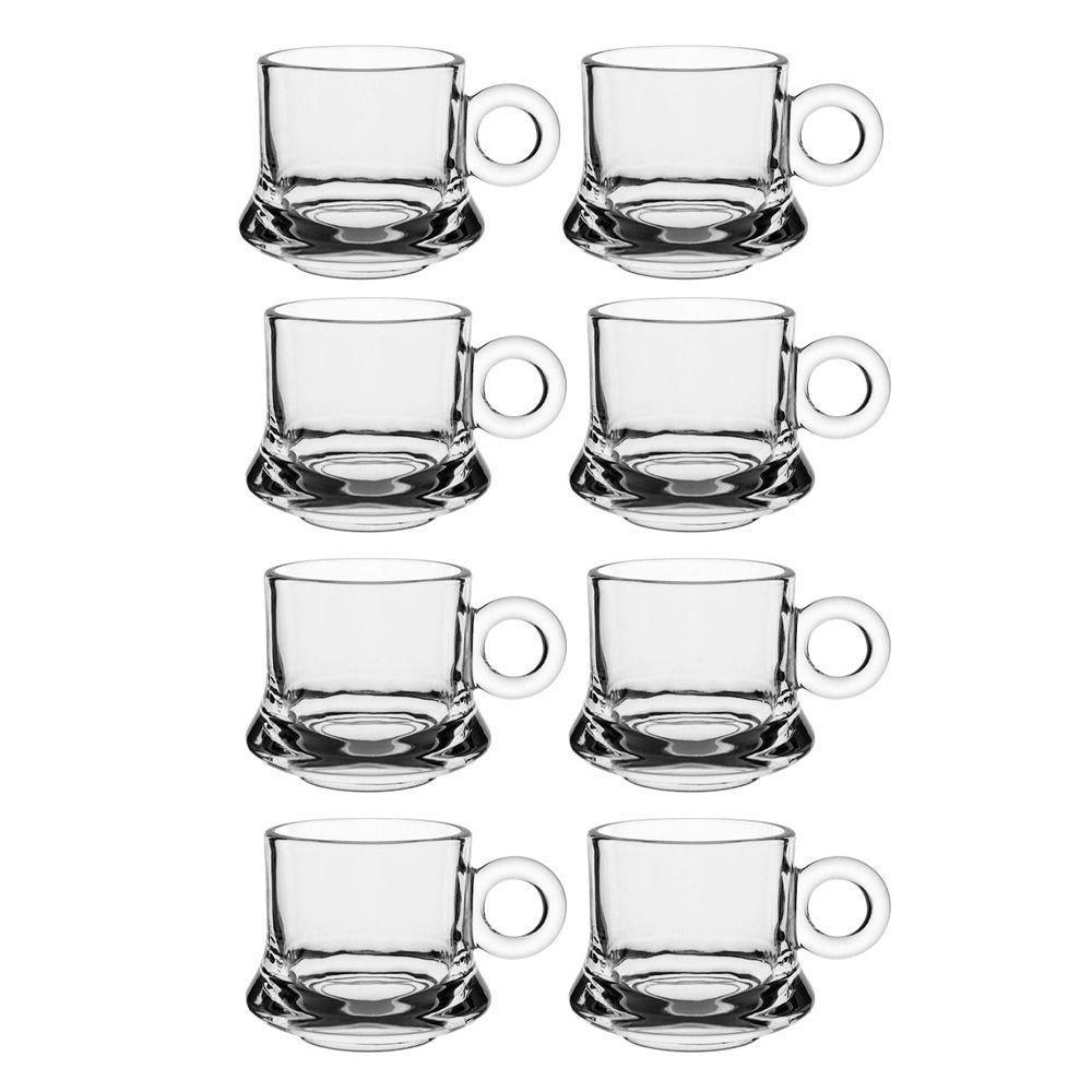 Jogo 8 XícarasDe Café Caneca Vidro Robusta Lisa 85ml Em Casa Tem - 1