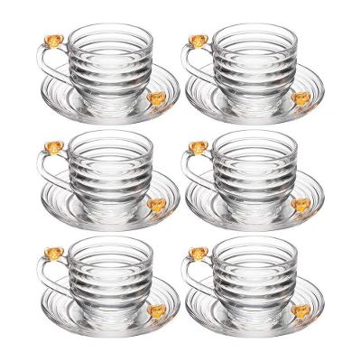 Jogo 6 XícarasDe Chá Com Pires Little Bee Abelha Colmeia Mel Cristal Ecológico 200ml Lyor