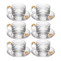 Jogo 6 XícarasDe Chá Com Pires Little Bee Abelha Colmeia Mel Cristal Ecológico 200ml Lyor - 1