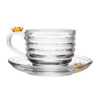 Jogo 2 XícarasDe Chá Com Pires Little Bee Abelha Colmeia Mel Cristal Ecológico 200ml Lyor - 3