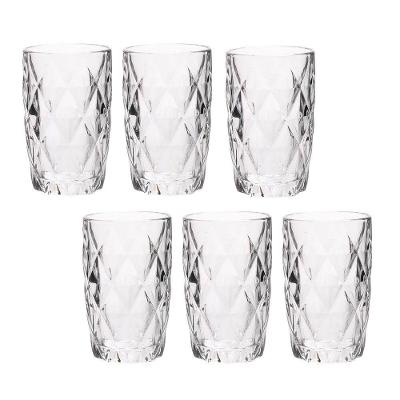 Jogo 6 Copos De Vidro Diamond Diamante Transparente Resistente 400ml Em Casa Tem