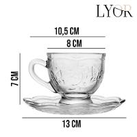 Jogo 4 XícarasDe Chá Café Com Pires Cristal Ecológico New Butterfly Flores Borboletas 180ml Lyor - 5