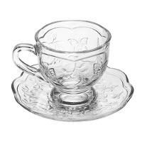 Jogo 2 XícarasDe Chá Café Com Pires Cristal Ecológico New Butterfly Flores Borboletas 180ml Lyor - 3