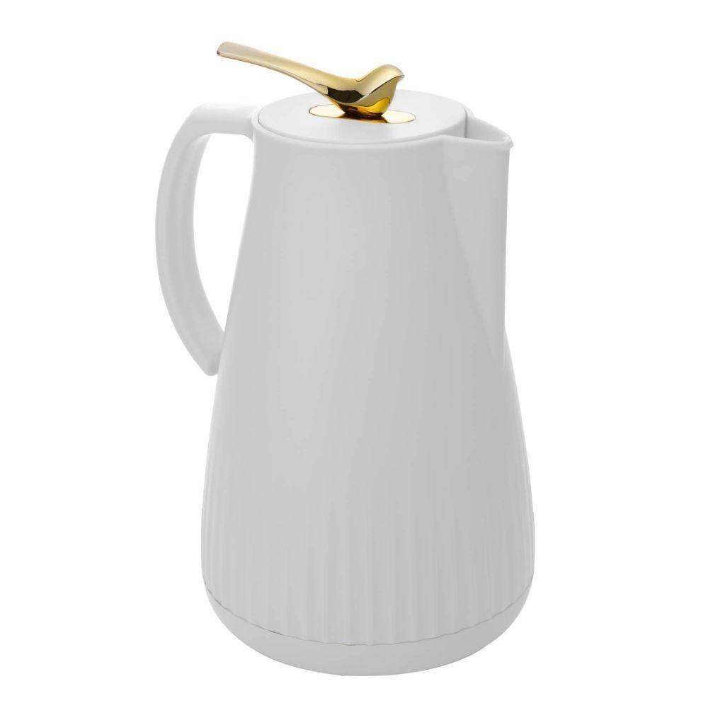 Garrafa Térmica De Plástico Com Tampa Pássaro Dourado Ouro New Bird Branca 1l Wolff - 1