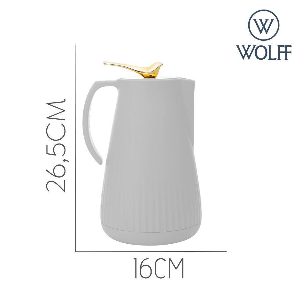 Garrafa Térmica De Plástico Com Tampa Pássaro Dourado Ouro New Bird Branca 1l Wolff - 4