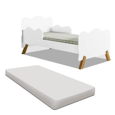 Cama Infantil Nuvem Com Colchão Pés Madeira Maciça Branco Shop Jm Branco