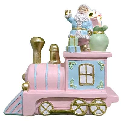 Enfeite Natalino Trem Rosa Resina C/led 19x9cm Florarte 59206003