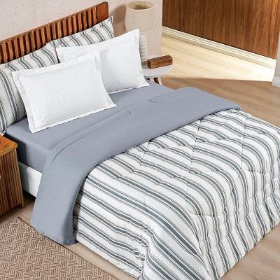 Edredom cobertor Estilo Queen Malha 100% Algodão - Cinza - 100% Algodão