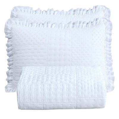 Colcha Babado Queen Fluffy 3 Peças s 100% Poliéster Branco